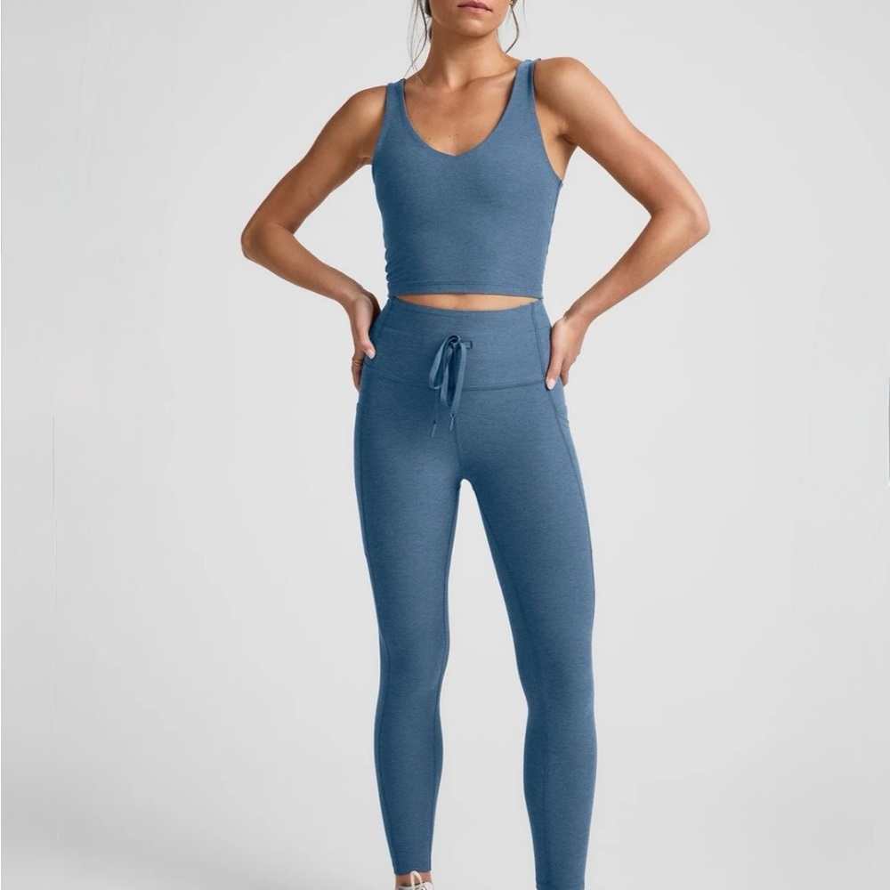 Beyond Yoga - Spacedye Go Pocket Midi Legging (Washed Denim)